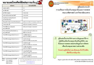 หมายเลขโทรศัพท์ติดต่อการแจ้งเหตุ