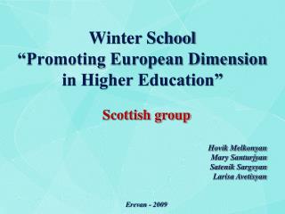 Winter School “Promoting European Dimension in Higher Education”