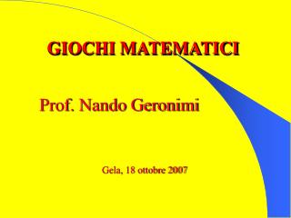 GIOCHI MATEMATICI