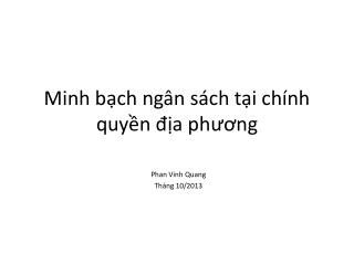 Minh bạch ngân sách tại chính quyền địa phương