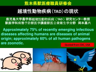 越境性動物疾病（ TAD ）の現状