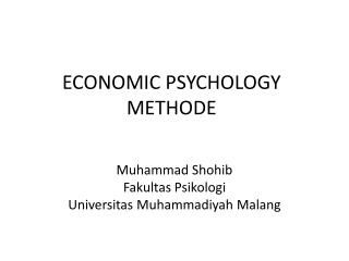 ECONOMIC PSYCHOLOGY METHODE