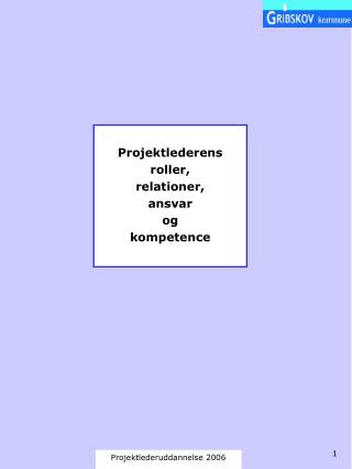 Projektlederens roller, relationer, ansvar og kompetence