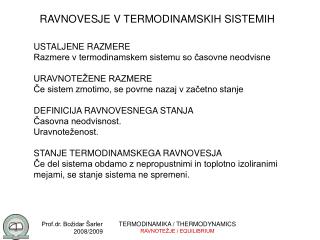 RAVNOVESJE V TERMODINAMSKIH SISTEMIH