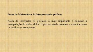 Dicas de Matemática 1: Interpretando gráficos