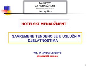 SAVREMENE TENDENCIJE U USLUŽNIM DJELATNOSTIMA