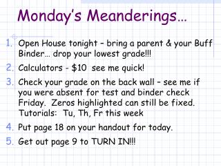 Monday’s Meanderings…