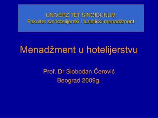 Menadžment u hotelijerstvu