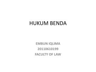 HUKUM BENDA