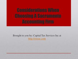 Considerations When Choosing A Sacramento Accounting Firm