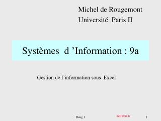 Systèmes d ’Information : 9a