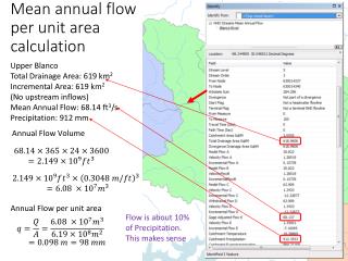 Mean annual flow per unit area calculation