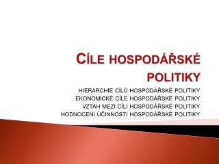 Cíle hospodářské politiky