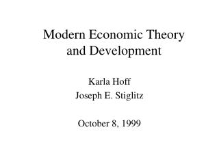 Modern Economic Theory and Development