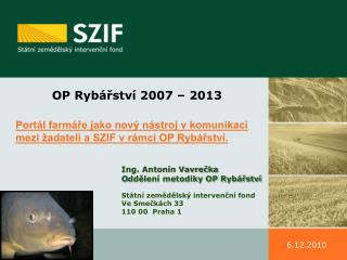 OP Rybářství 2007 – 2013