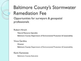 Baltimore County’s Stormwater Remediation Fee