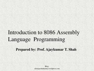 Introduction to 8086 Assembly Language Programming