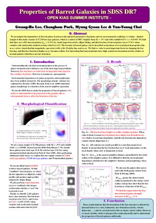 Properties of Barred Galaxies in SDSS DR7 - OPEN KIAS SUMMER INSTITUTE -