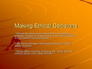 Making Ethical Decisions