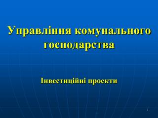 Управління комунального господарства Інвестиційні проекти