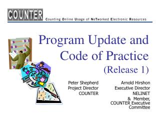 Program Update and Code of Practice (Release 1)