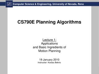 CS790E Planning Algorithms