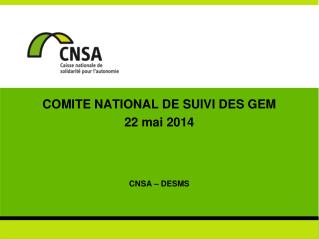 COMITE NATIONAL DE SUIVI DES GEM 22 mai 2014 CNSA – DESMS