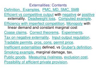 Externalities: Contents