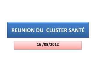 REUNION DU CLUSTER SANTÉ