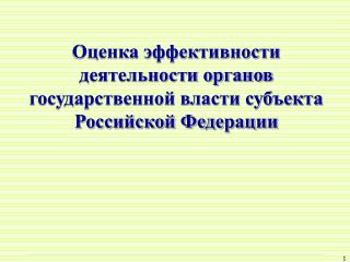 Оценка эффективности деятельности органов государственной власти субъекта Российской Федерации