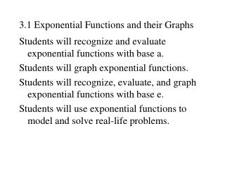 3.1 Exponential Functions and their Graphs