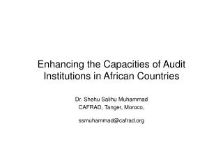 Enhancing the Capacities of Audit Institutions in African Countries