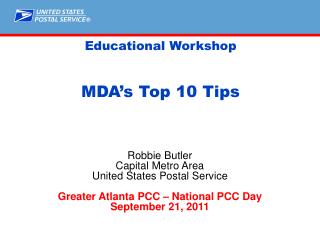 Educational Workshop MDA’s Top 10 Tips