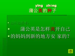 yīng zhǒng 蒲公 英 的 种 子