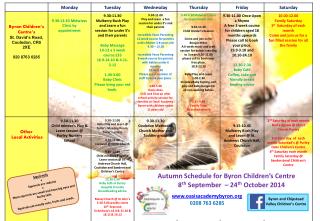 Autumn Schedule for Byron Children’s Centre 8 th S eptember – 24 th O ctober 2014