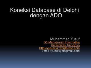 Koneksi Database di Delphi dengan ADO