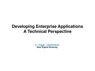 Developing Enterprise Applications A Technical Perspective