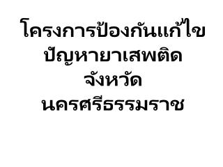 โครงการป้องกันแก้ไขปัญหายาเสพติดจังหวัดนครศรีธรรมราช