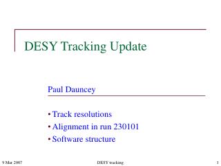 DESY Tracking Update