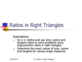 Ratios in Right Triangles