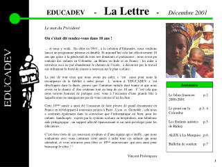 EDUCADEV - La Lettre - Décembre 2001