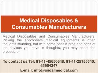 Medical Disposables and Consumables Manufacturers
