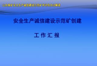 安全生产诚信建设示范矿创建 工 作 汇 报