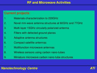 Current projects : 1.	Materials characterization to 220GHz