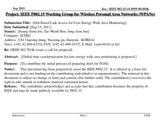 Project: IEEE P802.15 Working Group for Wireless Personal Area Networks (WPANs)