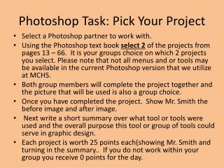 Photoshop Task: Pick Your Project