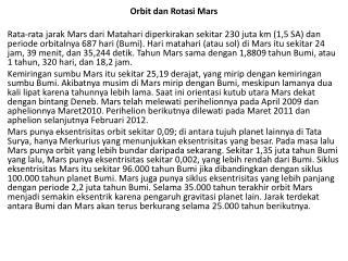 Orbit dan Rotasi Mars