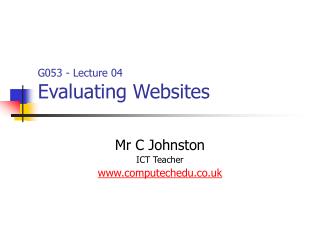G053 - Lecture 04 Evaluating Websites