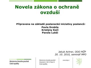 Novela zákona o ochraně ovzduší
