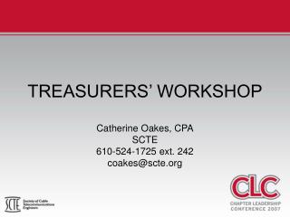 TREASURERS’ WORKSHOP